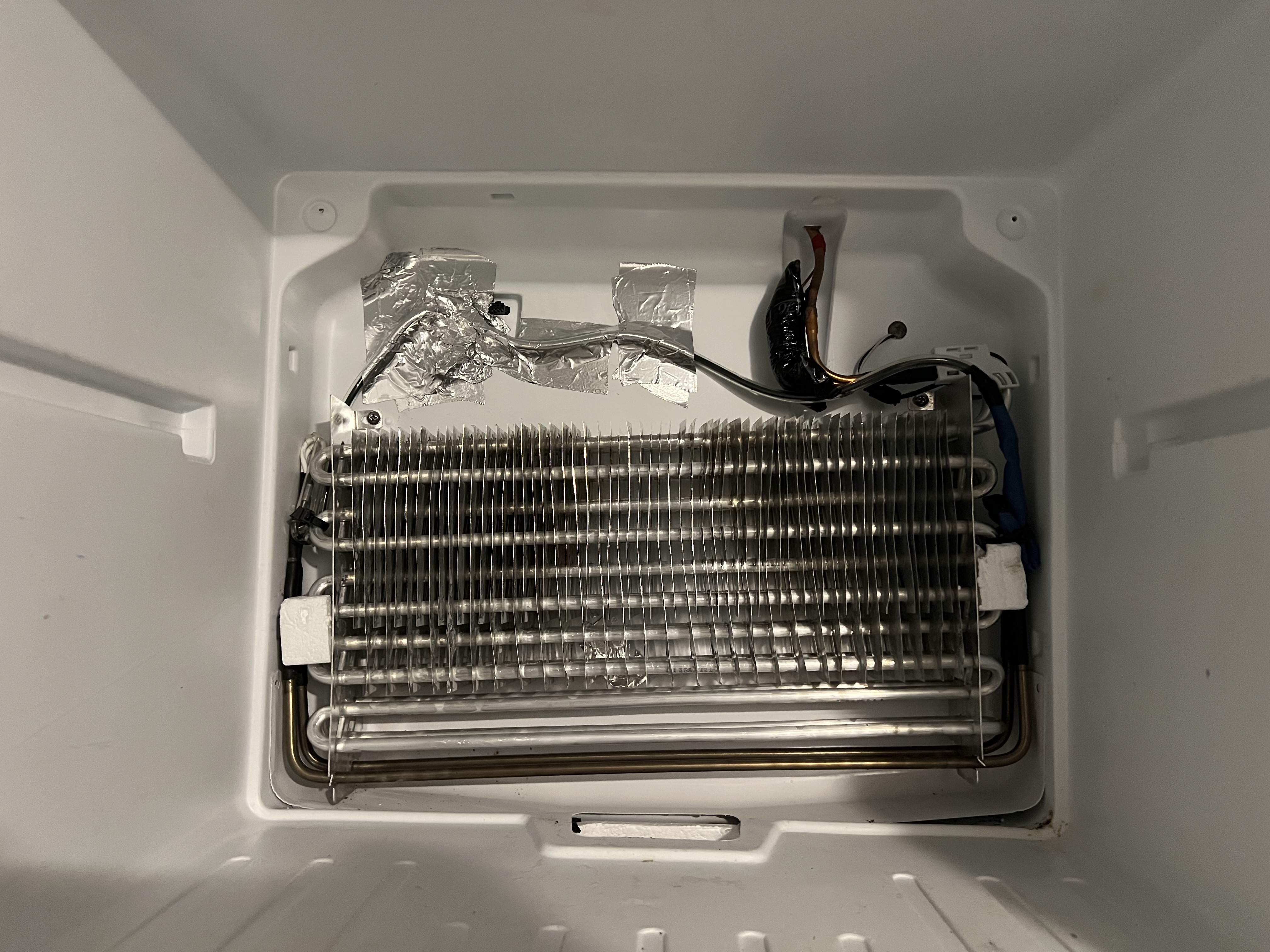 Repaired connection and cleared evaporator fins after the repair