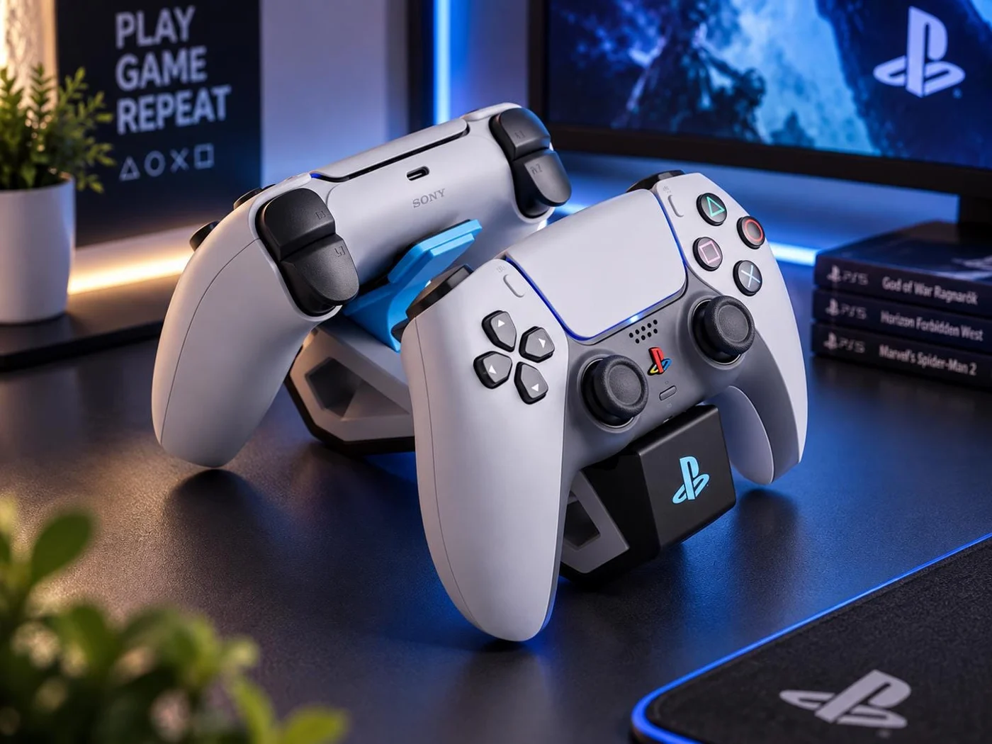 PS5 Dual Controller Stand - 3D Printed DualSense Controller Holder