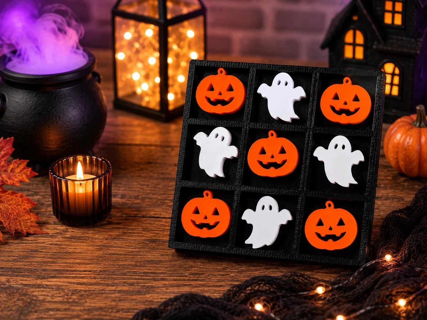 Halloween Tic Tac Toe Game | Pumpkin & Ghost 3D Printed Game