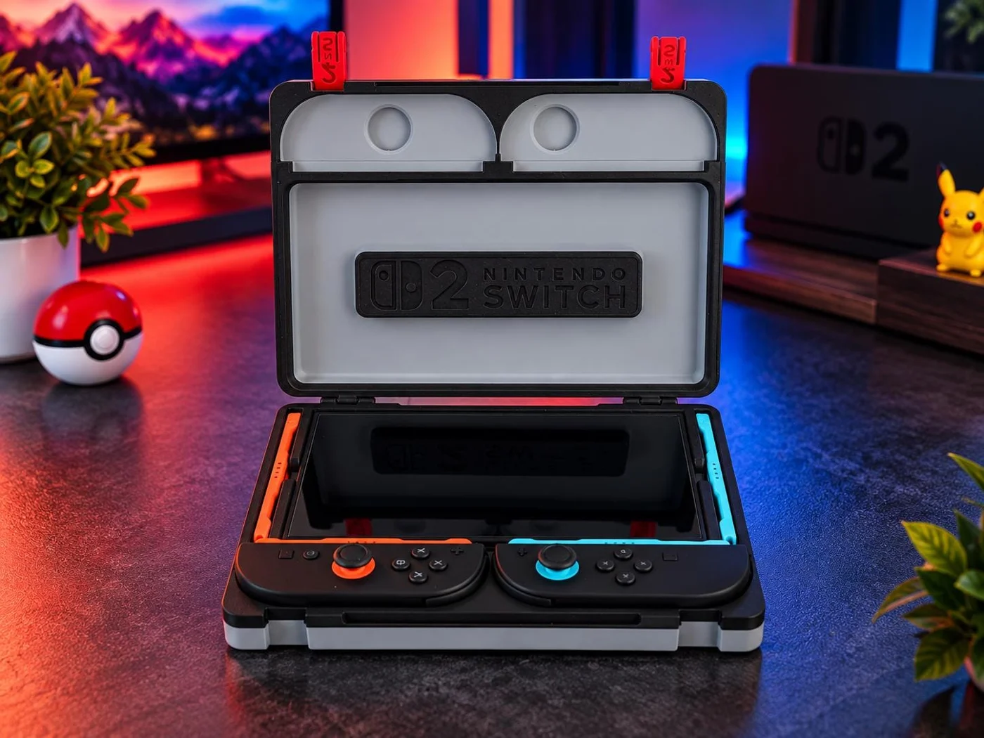 Nintendo Switch 2 Slim Carrying Case with 18 Game Card Slots, 3D Printed Storage Case