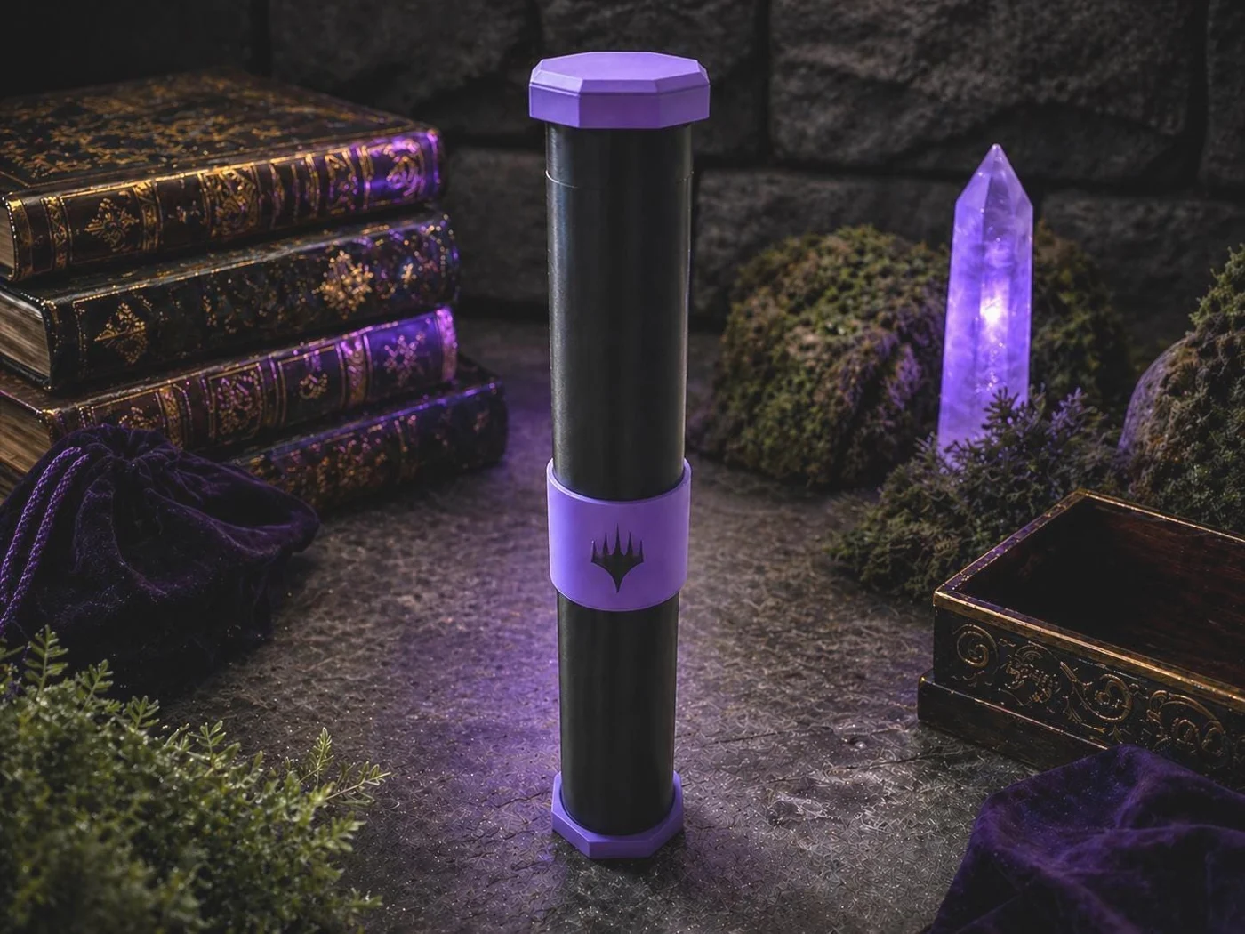 MTG Playmat Tube Holder & Built-In Dice Storage