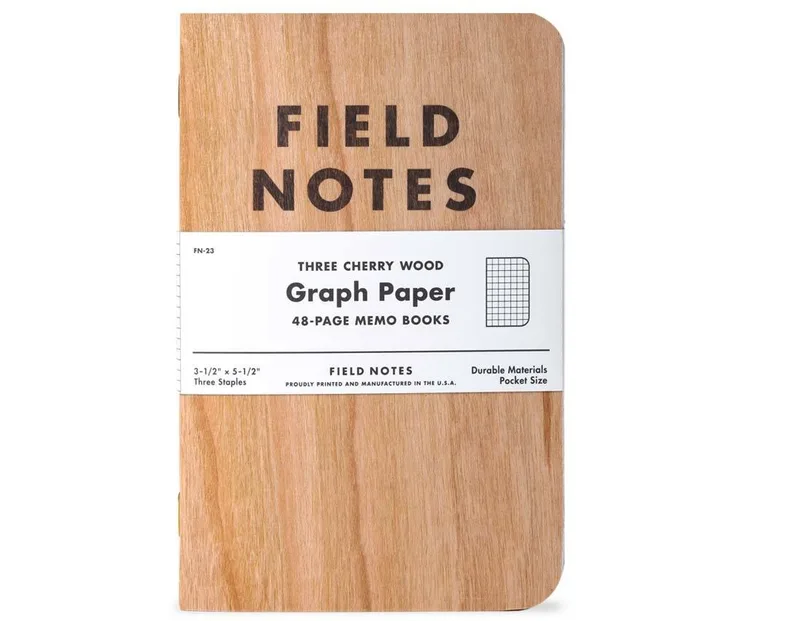 Field Notes THREE CHERRY WOOD notebooks