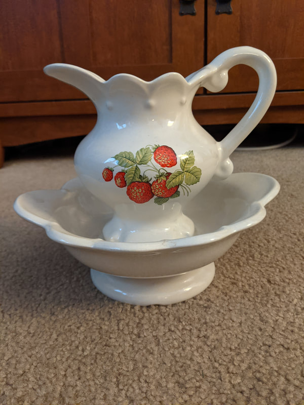 Strawberry bowl and pitcher