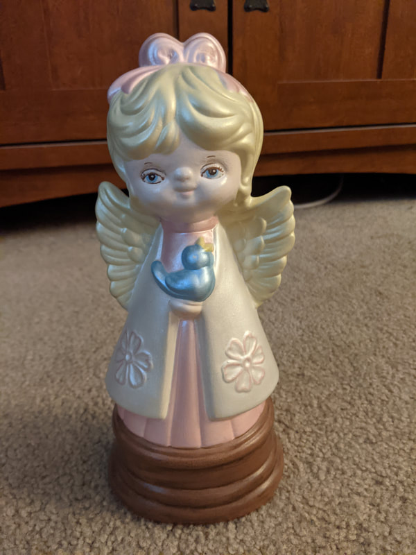 Christmas tree topper - angel girl with bluebird