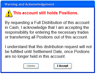 A high fidelity screen concept mock-up reflecting the impacted scenario and the expected text and controls to appear within a modal pop-up.