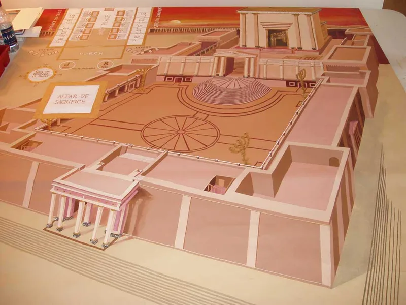 Acrylic mural on canvas, Herod's temple (bottom area)