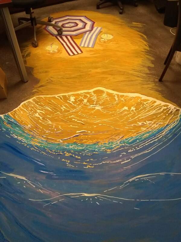 PureRED 'vacation' office floor art