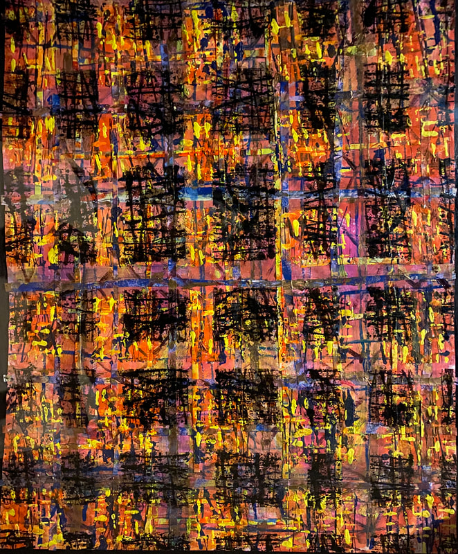 Painting, Acrylic on Paper, 3.5' x 4.5'.  Photographed June 2020.  Collection of Joan Forsythe-Meagher.
