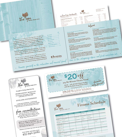 logo update, services brochure, print ads, coupons for local boutique hotel
