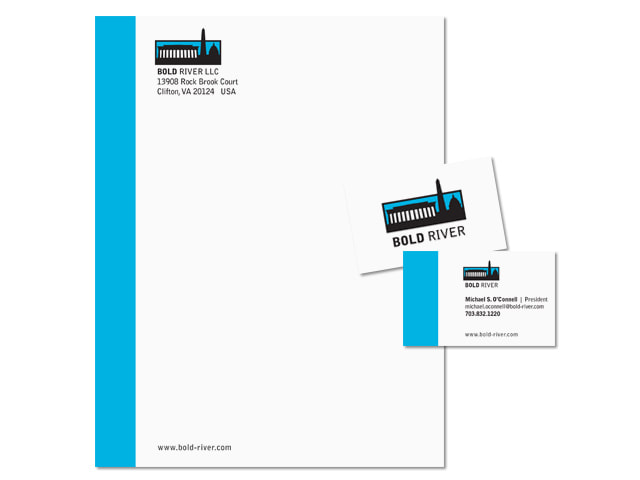 Bold River logo, letterhead and business card.