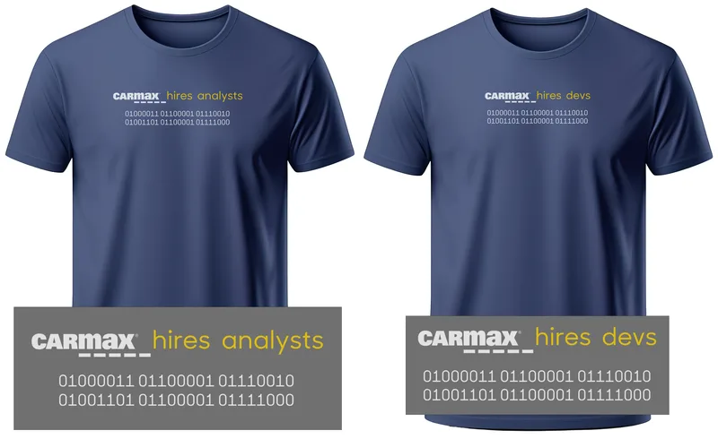 T-shirts for hiring of developers and analysts