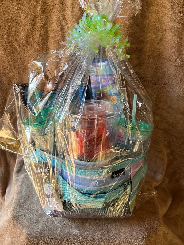 Raffle prize #1: Cooler bag with pitcher, cups, bottle of wine