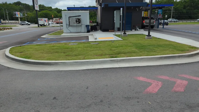High traffic area with fresh sod.