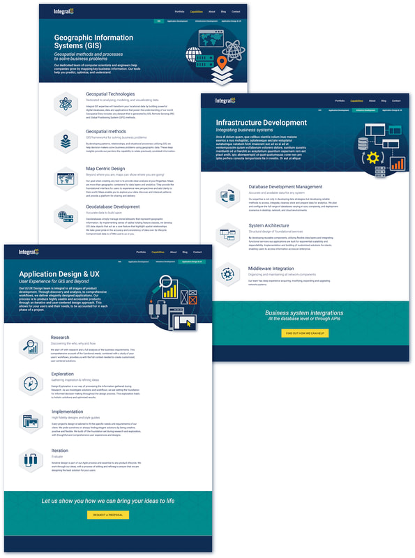 Screenshot of web pages showing a company's capabilities