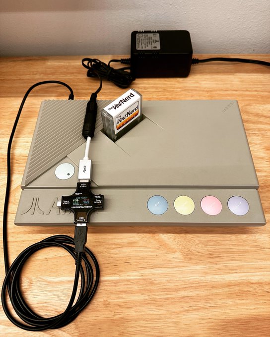 With a couple different custom USB to 7-pin DIN cables, and a USB power tester, you can check your old Atari power supply AND see what amperage your Atari 8-bit is drawing. □

#Atari #Atari8Bit #AtariXEGS #USBAdapters #USBTester #VintageComputing #RetroComputers #TheVintNerd