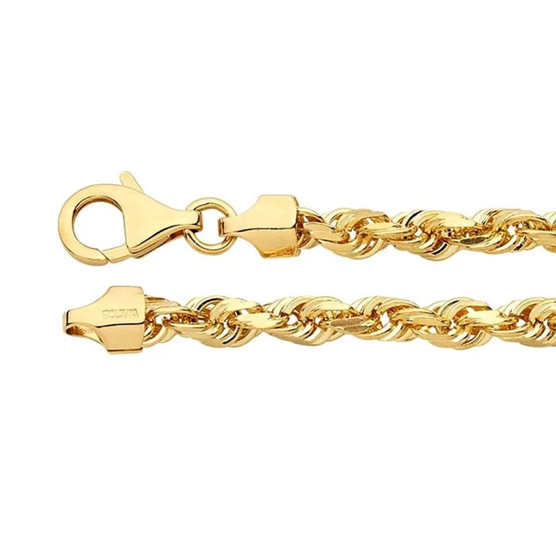 14K Yellow Gold 4.3mm Diamond-Cut French Rope Chain 20in