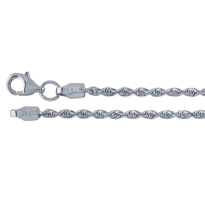 14K White Gold 1.6mm Diamond-Cut French Rope Chain 20in