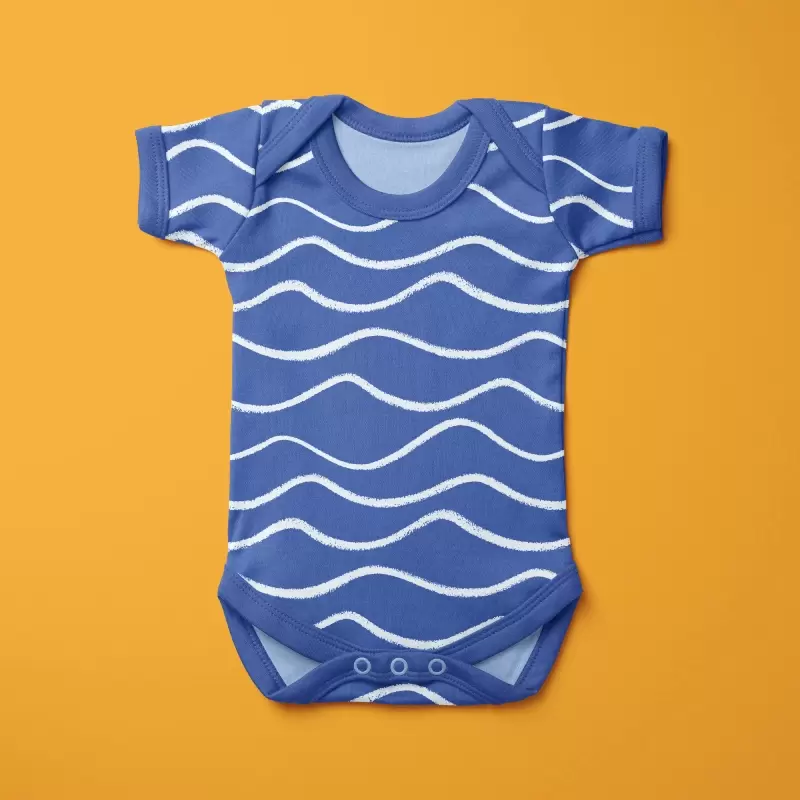 Crayon waves blue onesie