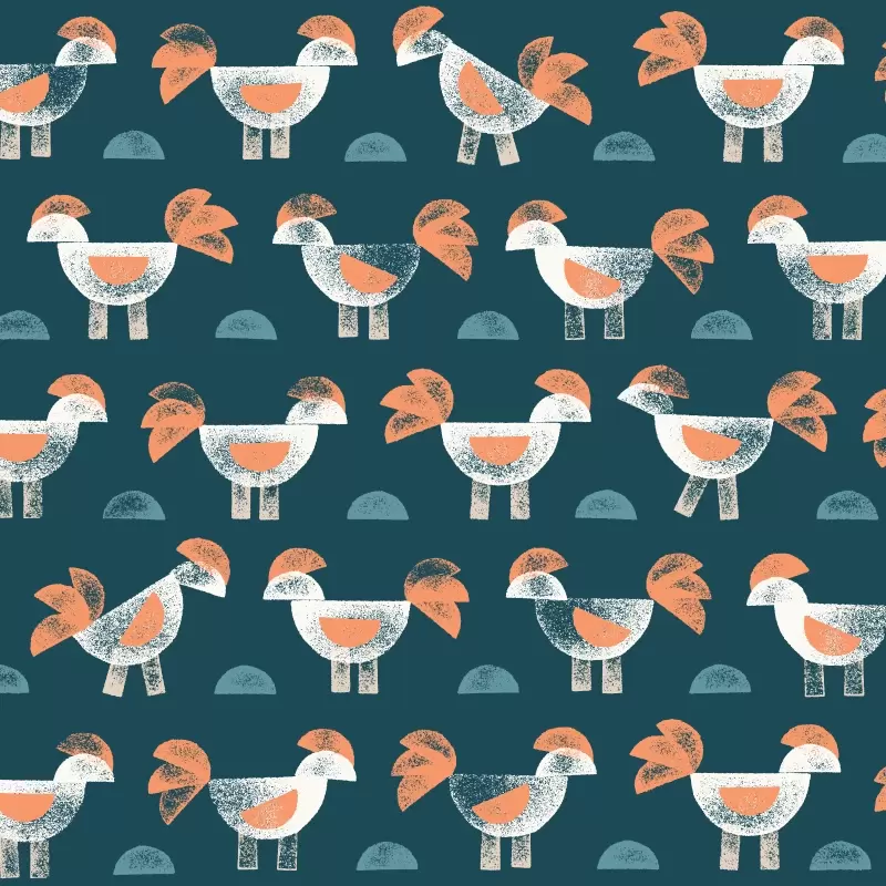 Chicken pattern on dark green