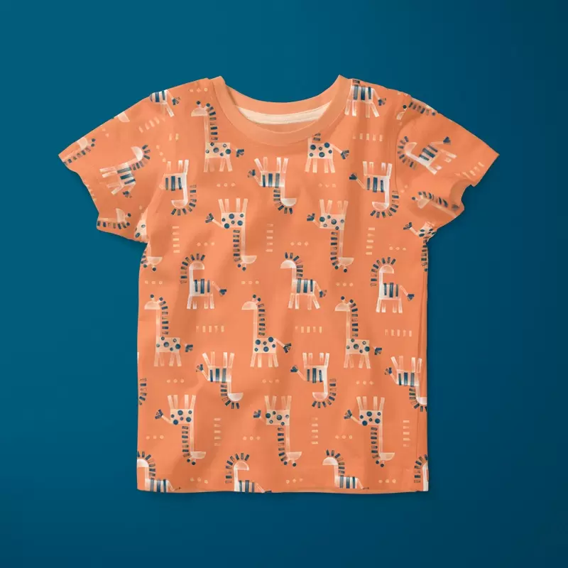 Giraffe zebra peach tshirt