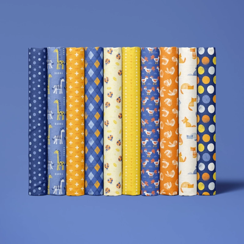 Happy stamping fabrics in the summer colourway
