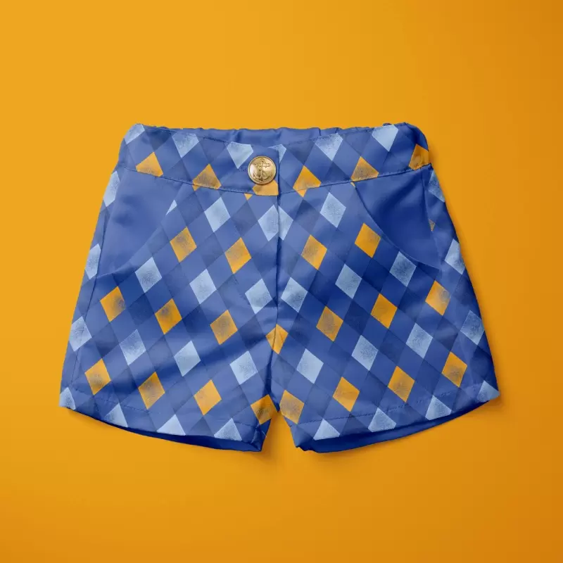 Harlequin satin pants blue and orange