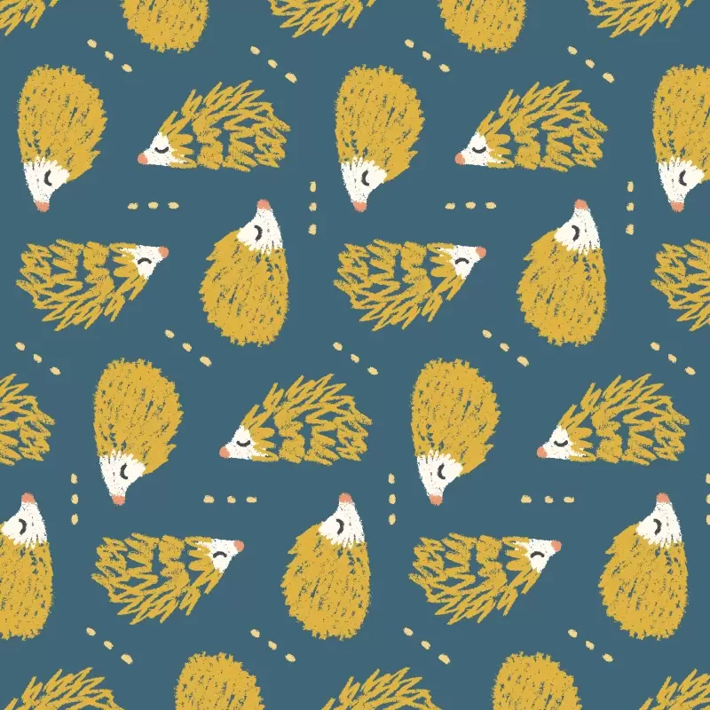 Hedgehogs pattern in dark teal