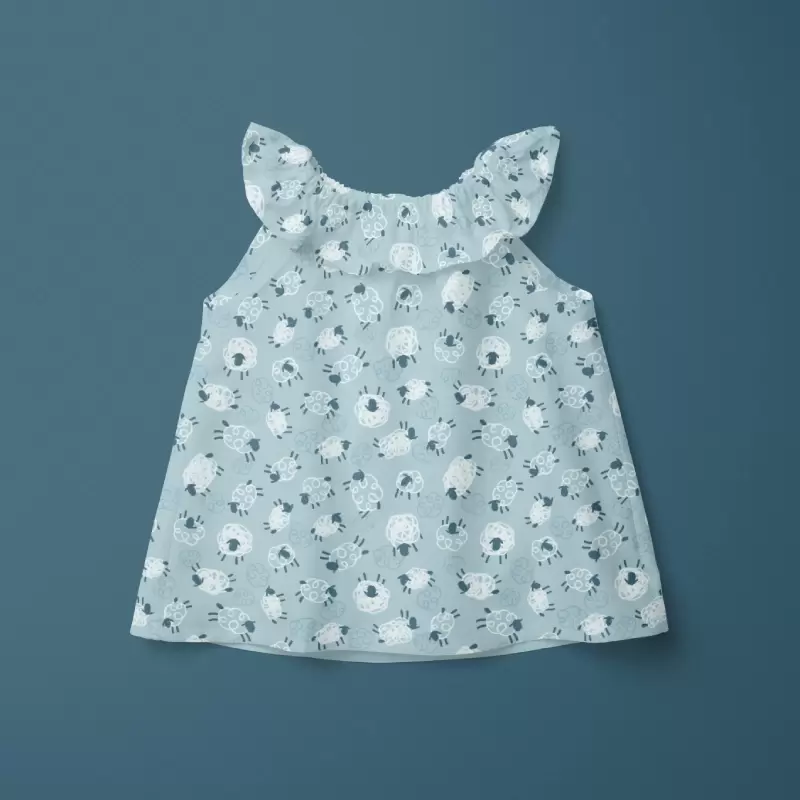 Scribbly sheep light teal summer blouse