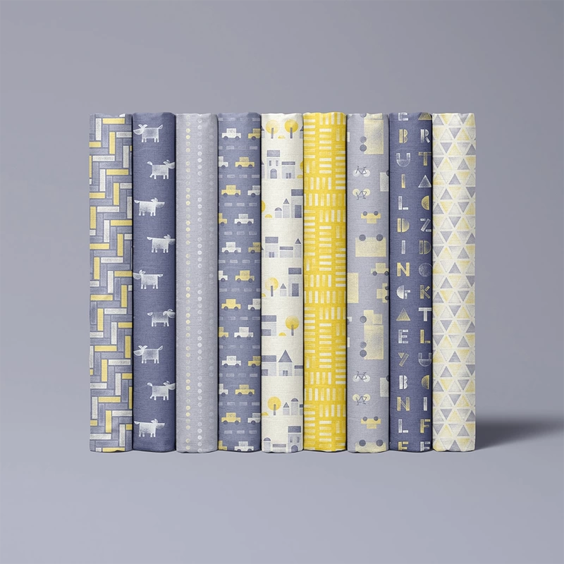 Stamp city fabric bolts evening colourway