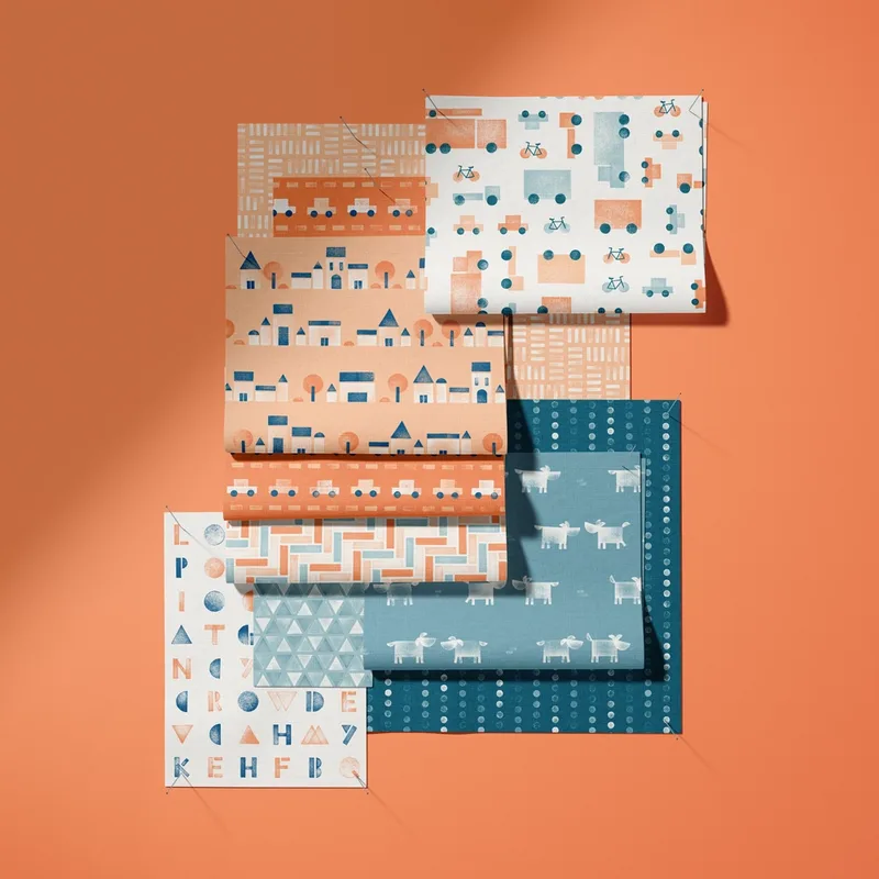 Fabric from the stamp city collection