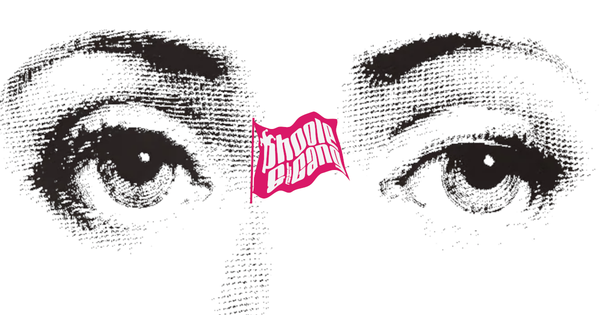 Celebrated Italian soprano, silent film actress, and Belle Époque beauty icon Maria Cavalieri’s eyes, as captured by vaunted Parisian photographer Léopold-Émile Reutlinger, and subsequently depicted by Italian designer Piero Fornasetti in countless ubiquitous likenesses. Also there is the fuchsia Phoole and the Gang flag logo, designed by Spedwig. 