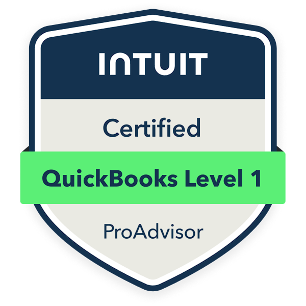 Intuit Certified QuickBooks Level 1 ProAdvisor Badge
