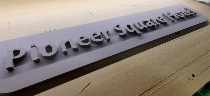 cnc machined 3d text in high density urethane
