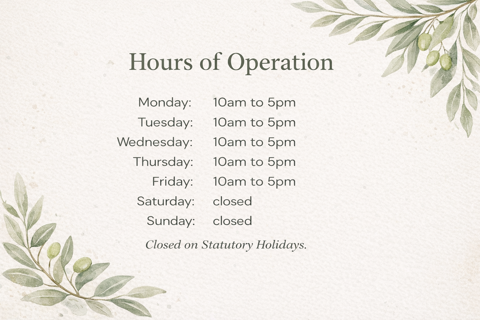 Hours of Operation