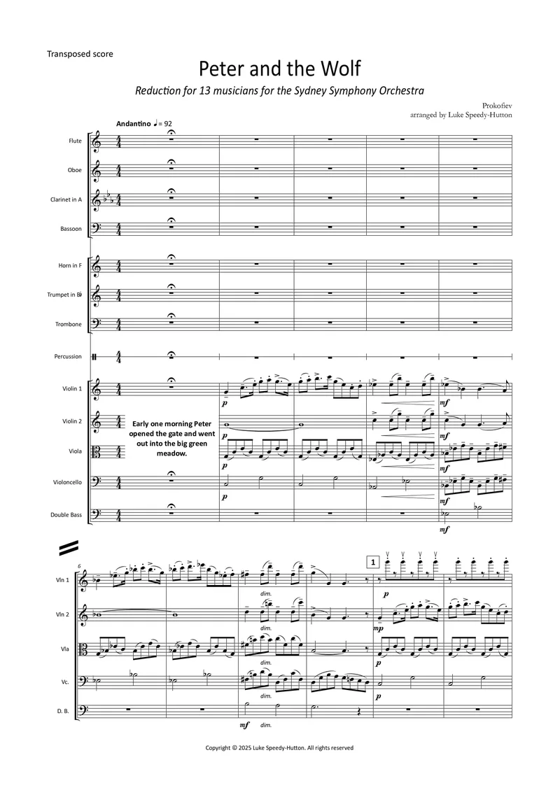 Prokofiev - Peter and the Wolf (reduction for 13 musicians)