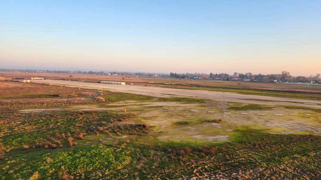 View of the Lincoln (LPPF) landing zone from the air near Sacramento, California for PPG, PPC and paramotoring.