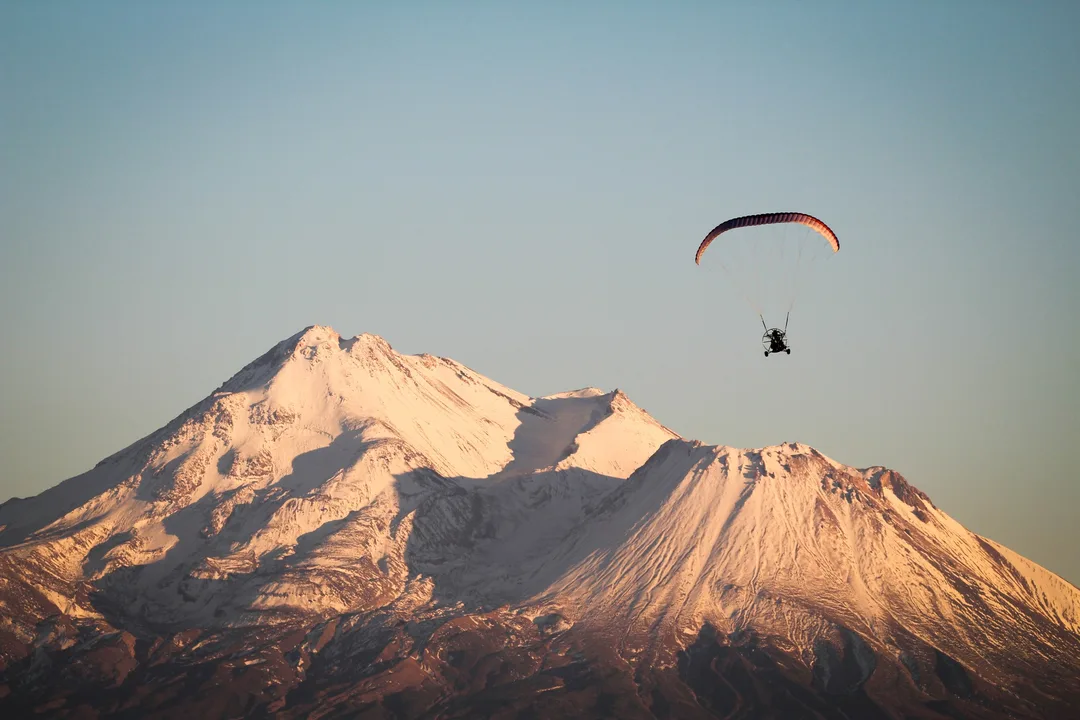 Powered paraglider (PPG) PPC flying near Lincoln Powered Parachute Field near Sacramento, California