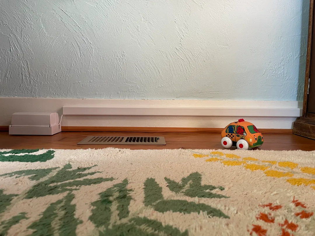babyproof outlet and cord to power lamp and monitor camera
