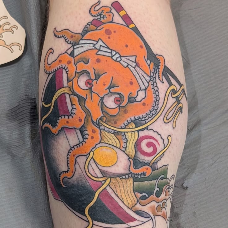 Neotraditional Colour Octopus Tattoo