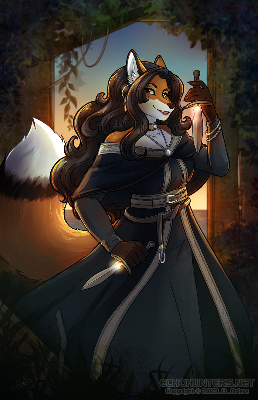 fox woman with daggers