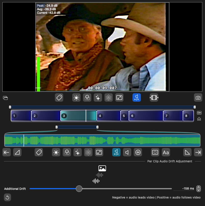 Correct audio drift, common in poorly captured VHS tapes.
