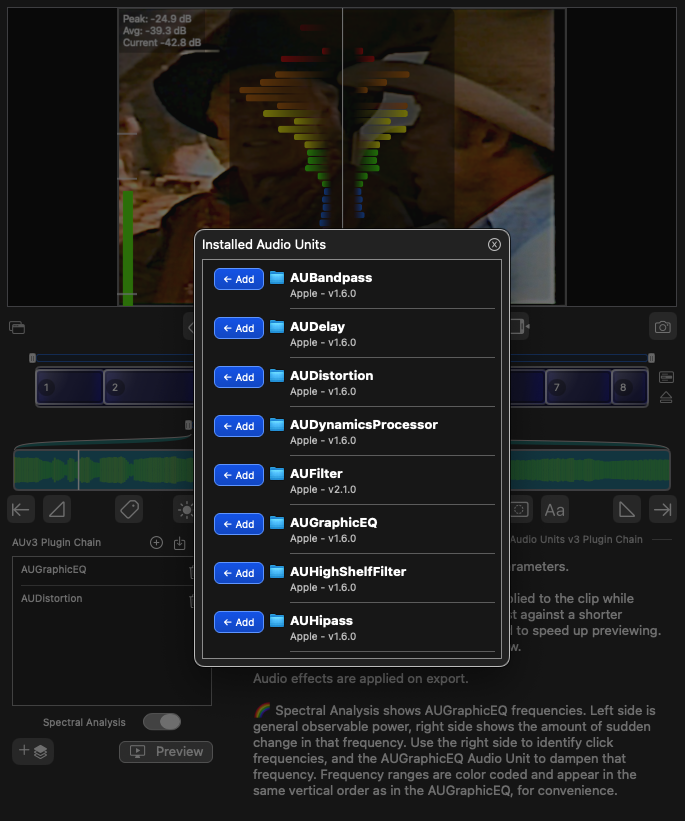 Use Audio Units, AUv3, in Video Barbershop to clean audio or create crazy effects for your video art.