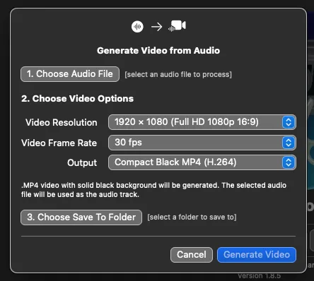 Convert audio to video in the resolution and frame rate you desire. 