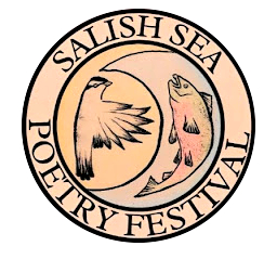 The words Salish Sea Poetry Festival encircle an illustration of a bird and a fish facing each other.