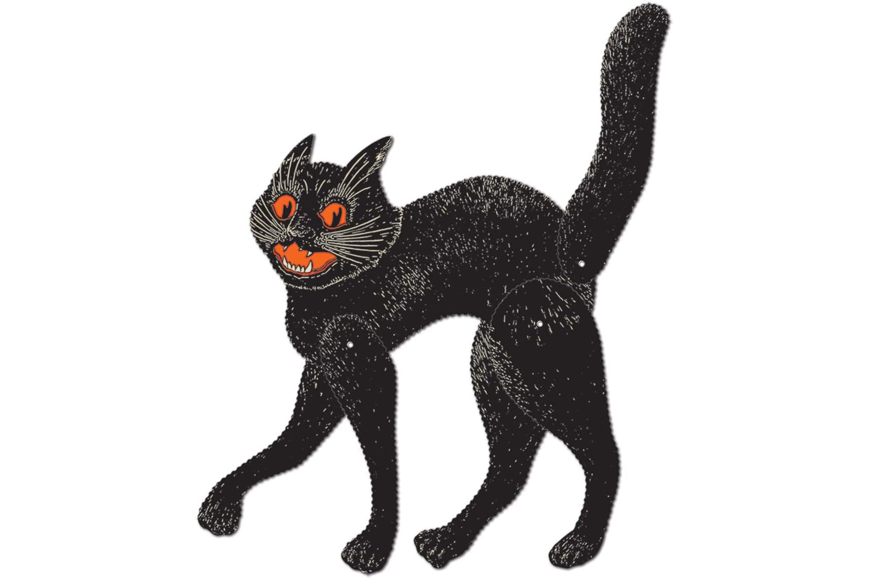 A jointed, posable black cat cutout.