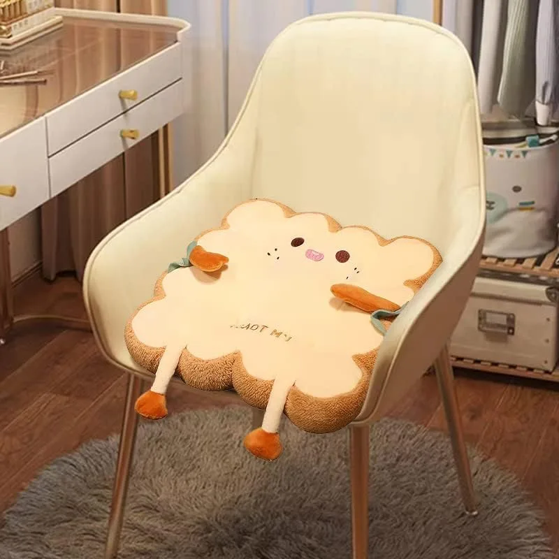 Toast seat cushion in a decorative office chair face up.