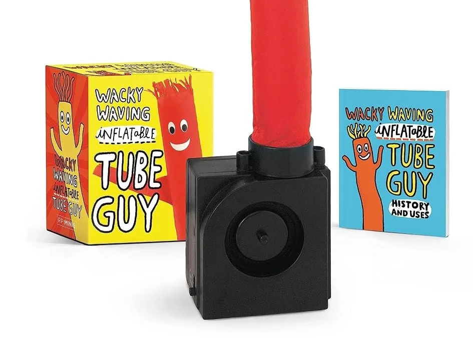 Base of the Wacky Waving Inflatable Tube Guy with box and historical insert.