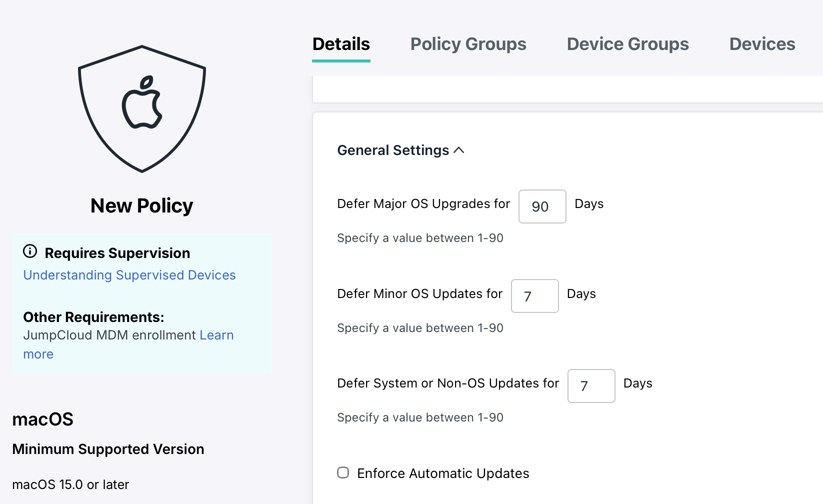 New JumpCloud DDM Deferral Settings