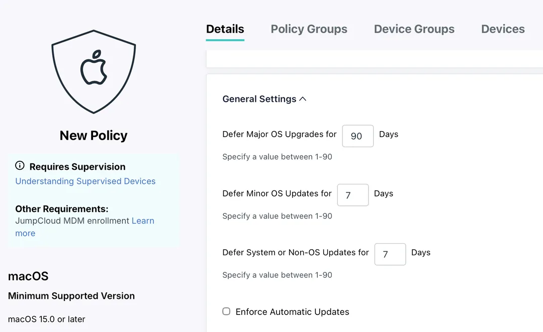 New JumpCloud DDM Deferral Settings