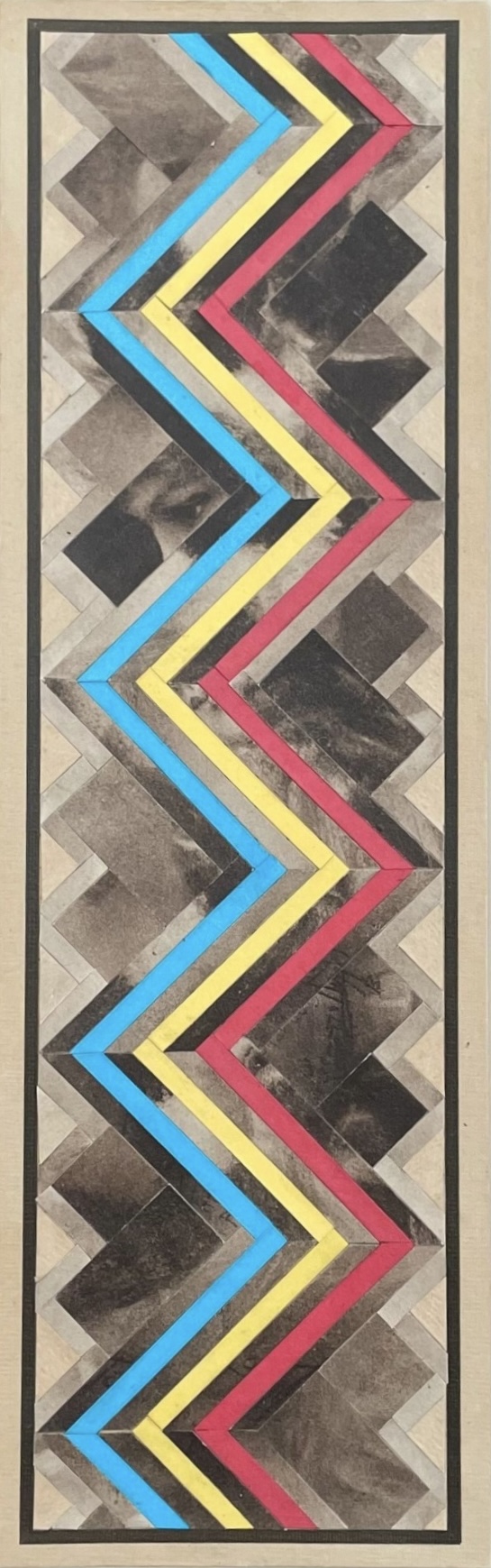 Collage made from an old photograph and colored papers